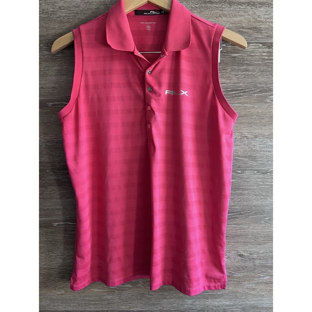 RLX RALPH LAUREN Size L Pink Polo Golf Tailored Fit Piqué Sleeveless New